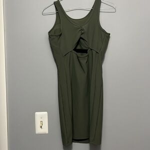 Halara green dress with shelf bra